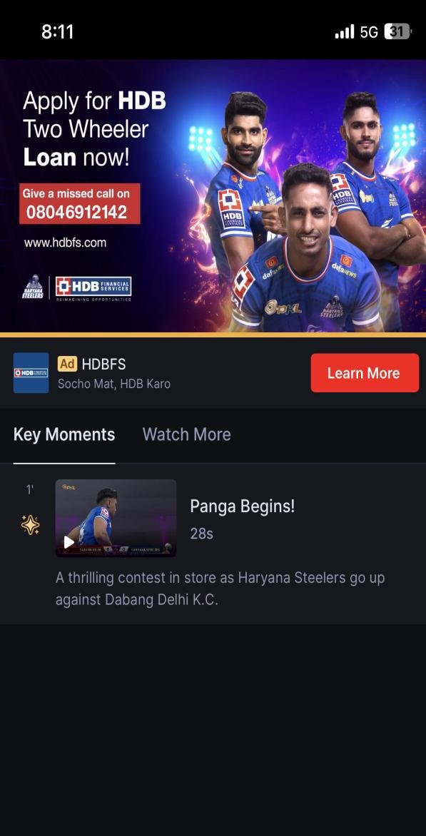HDB Financial - Hotstar Desktop Ad
